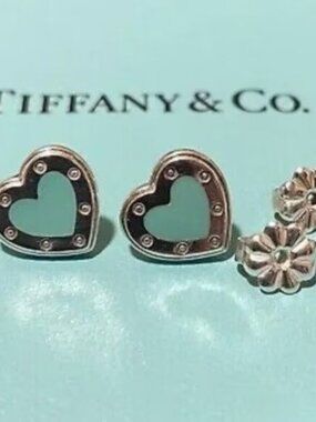 Tiffany & Co. Love Blue Enamel Heart Earrings S925